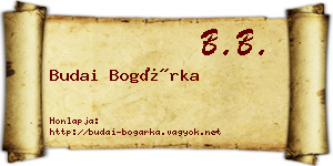Budai Bogárka névjegykártya